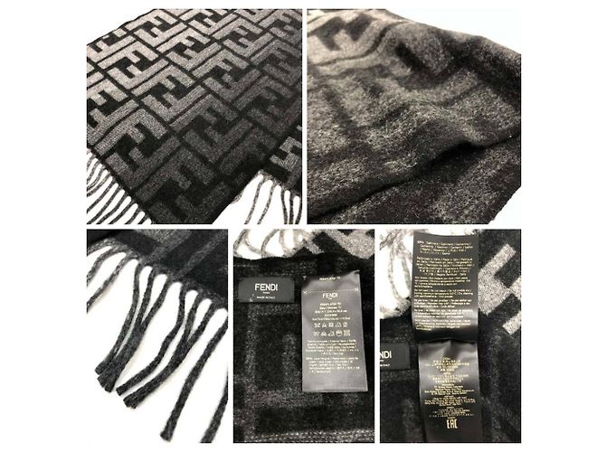 Stola Fendi Zucca FF in nero e grigio Marrone - vista 3
