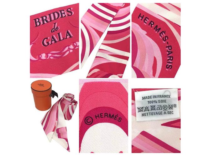 Hermès Foulard HERMES Twilly in Fucsia e Bianco Fuschia - vista 3