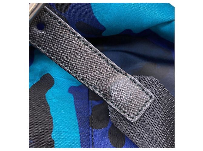 Prada Camouflage Pattern Backpack in Blue Nylon - view 11