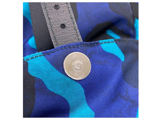 Prada Camouflage Pattern Backpack in Blue Nylon - view 13