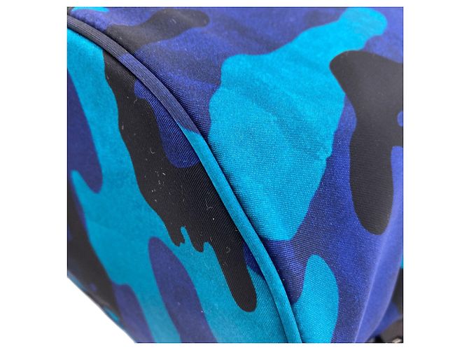 Prada Camouflage Pattern Backpack in Blue Nylon - view 17