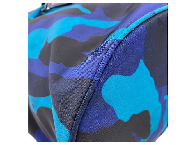 Prada Camouflage Pattern Backpack in Blue Nylon - view 18