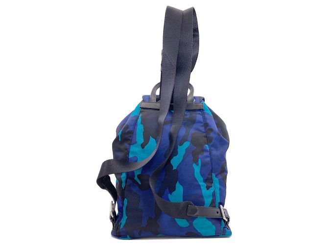 Prada Camouflage Pattern Backpack in Blue Nylon - view 2
