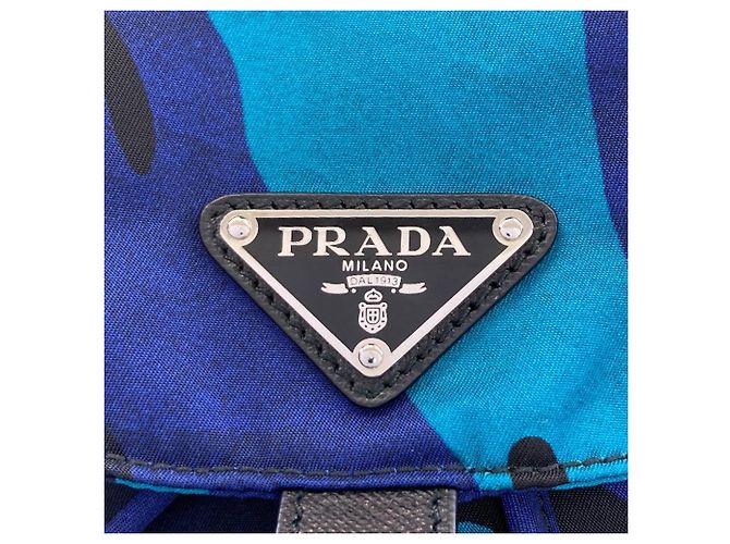 Prada Camouflage Pattern Backpack in Blue Nylon - view 9