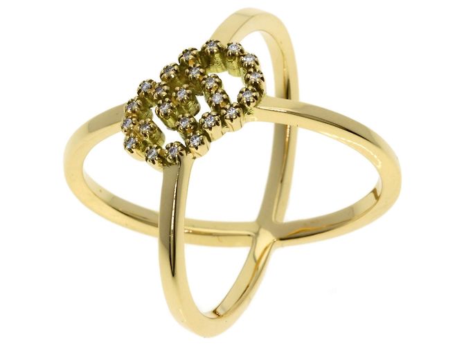Anello Gucci GG Running in oro giallo 18K con diamanti - vista 2