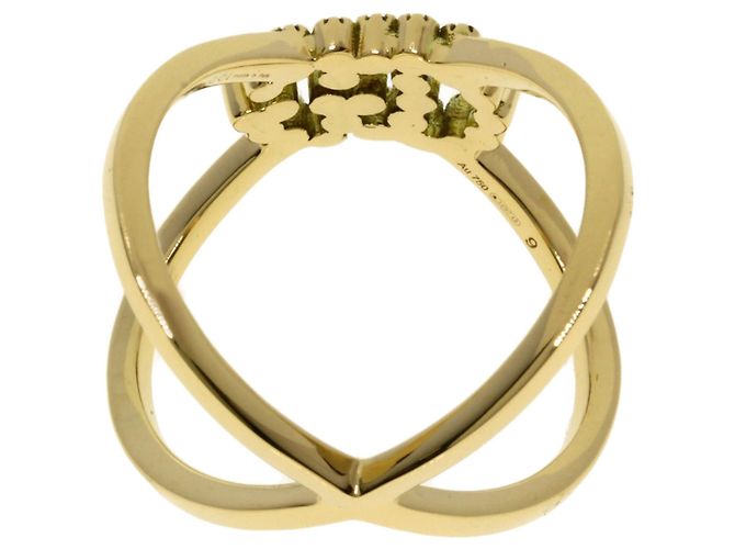 Anello Gucci GG Running in oro giallo 18K con diamanti - vista 4