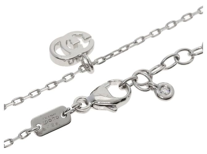 Collana Double G Gucci in oro bianco 18K - vista 2
