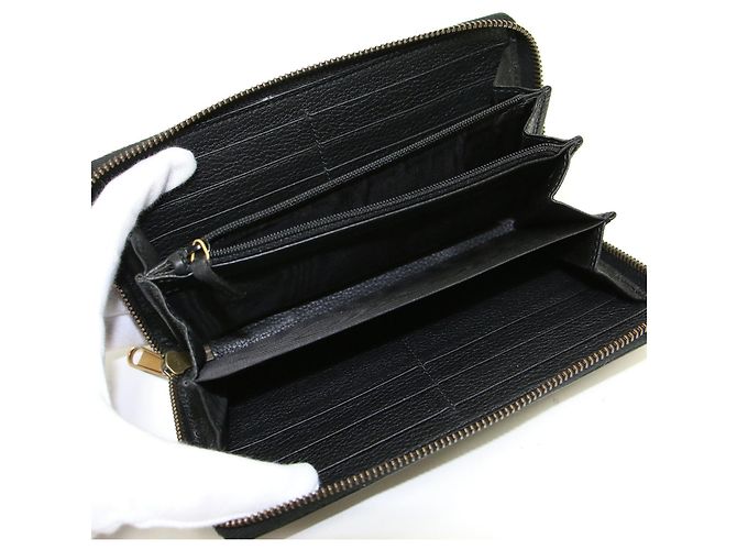 Gucci Schwarze Leder Lange Brieftasche - Ansicht 3