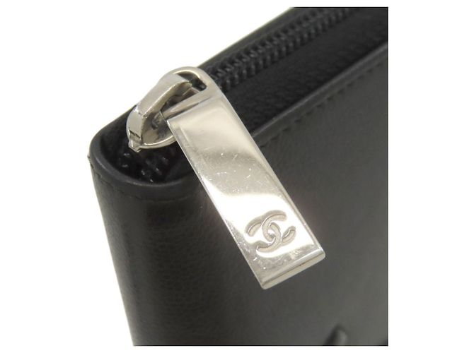Cartera larga de piel de ternera granulada Chanel Negro - vista 10