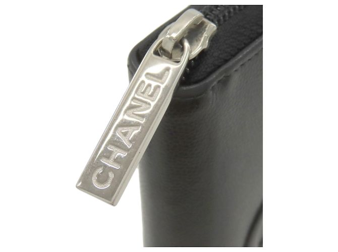 Cartera larga de piel de ternera granulada Chanel Negro - vista 11