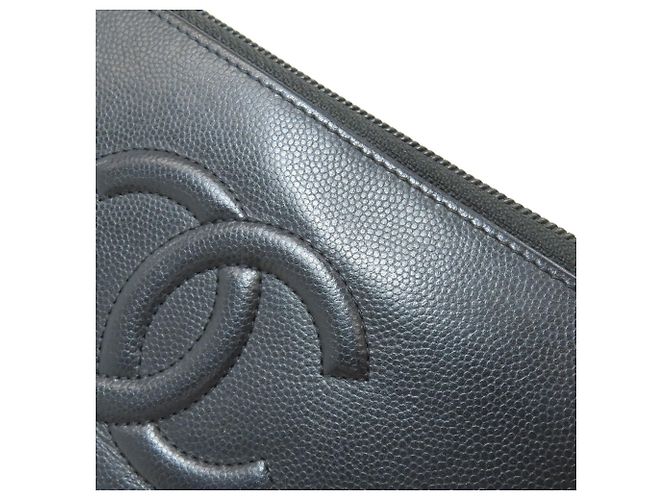 Cartera larga de piel de ternera granulada Chanel Negro - vista 15