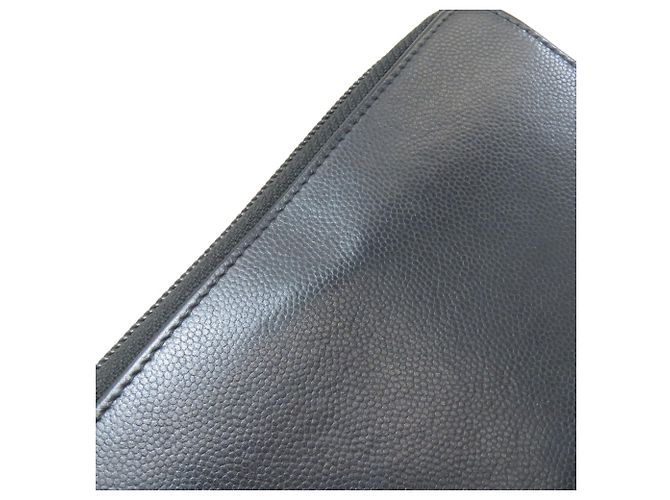 Cartera larga de piel de ternera granulada Chanel Negro - vista 16