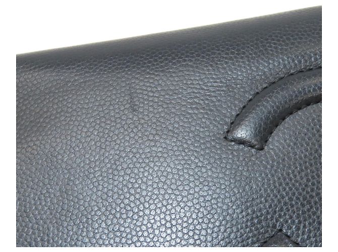 Cartera larga de piel de ternera granulada Chanel Negro - vista 19