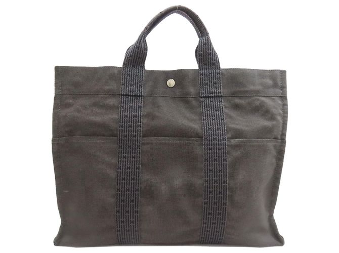 Borsa Hermès Herline MM in tela grigia Marrone - vista 2