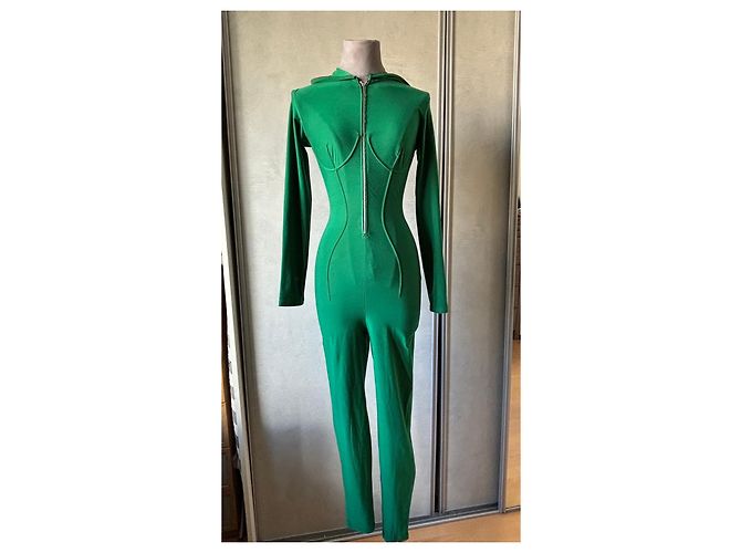 Jean Paul Gaultier Tuta verde con cappuccio e zip - vista 2