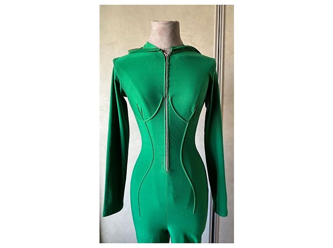 Jean Paul Gaultier Tuta verde con cappuccio e zip - vista 3