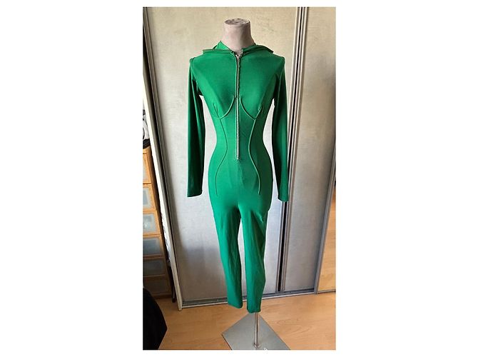 Jean Paul Gaultier Tuta verde con cappuccio e zip - vista 4