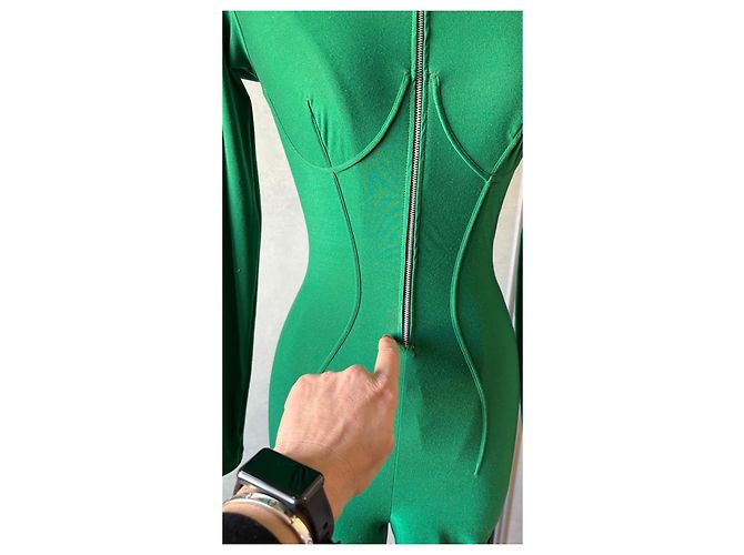 Jean Paul Gaultier Tuta verde con cappuccio e zip - vista 6