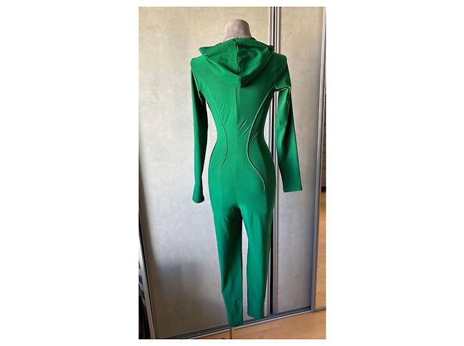 Jean Paul Gaultier Tuta verde con cappuccio e zip - vista 8
