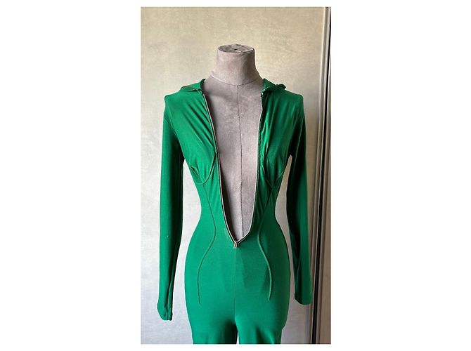 Jean Paul Gaultier Tuta verde con cappuccio e zip - vista 9