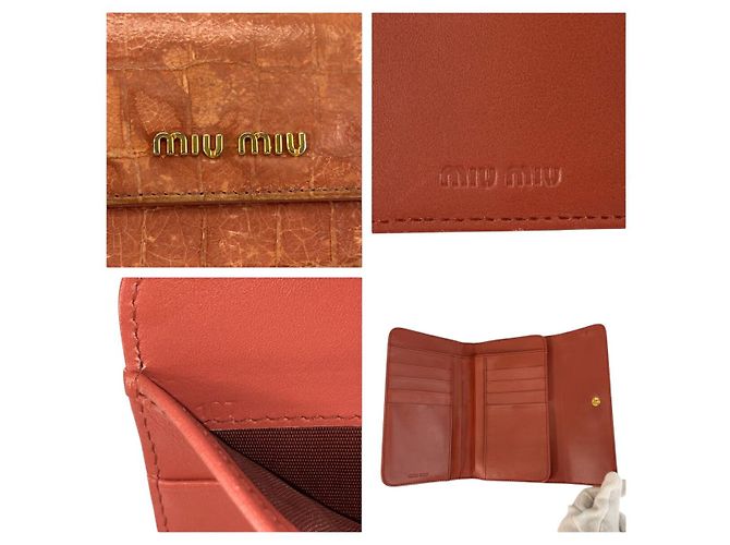 Portafoglio compatto in pelle goffrata Miu Miu Rosa - vista 3
