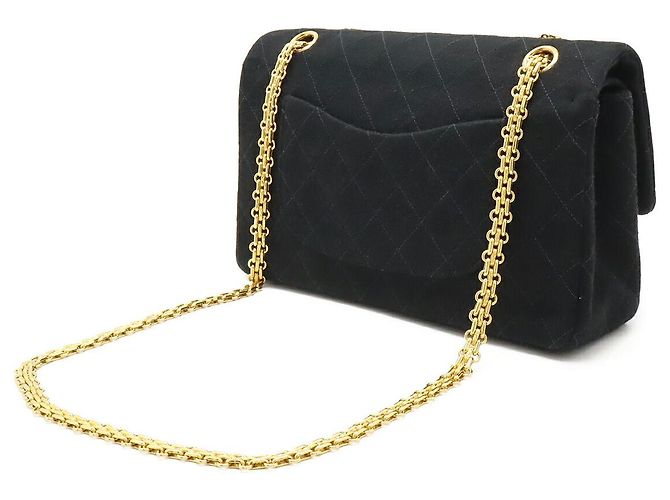 2.55 Borsa a spalla in jersey di cotone matelassé Chanel 25 con catena Nero - vista 2