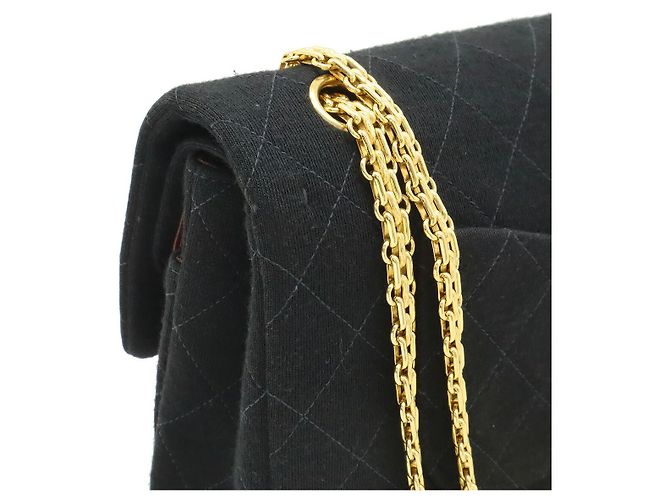 2.55 Borsa a spalla in jersey di cotone matelassé Chanel 25 con catena Nero - vista 4