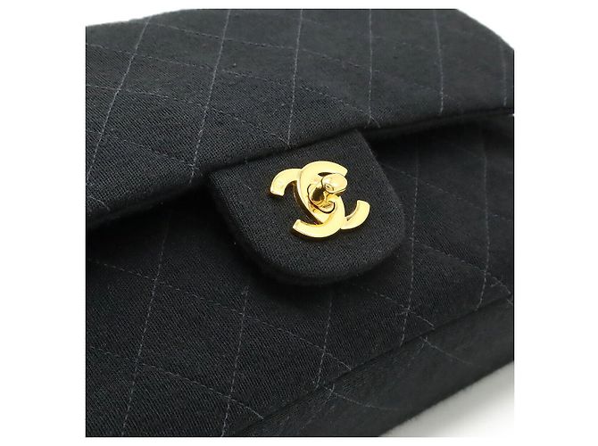 2.55 Borsa a spalla in jersey di cotone matelassé Chanel 25 con catena Nero - vista 8