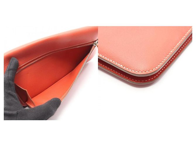 Hermès Portafoglio bifold lungo Dogon in pelle Hermes Rosso - vista 10