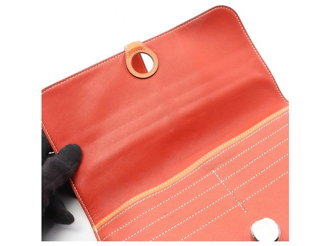 Hermès Portafoglio bifold lungo Dogon in pelle Hermes Rosso - vista 2