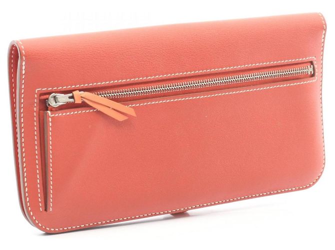 Hermès Portafoglio bifold lungo Dogon in pelle Hermes Rosso - vista 5