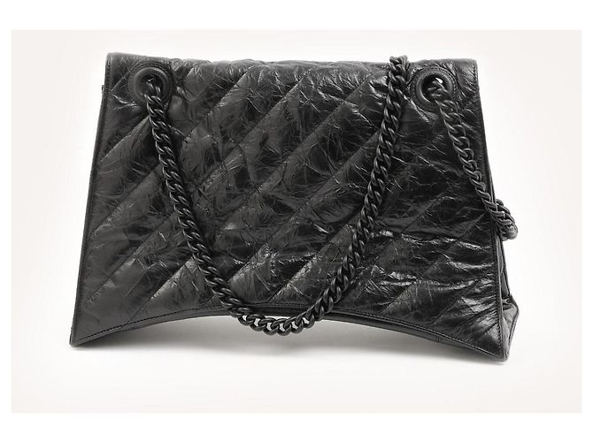 Borsa Balenciaga Large Crush Chain in pelle di vitello nera Nero - vista 2
