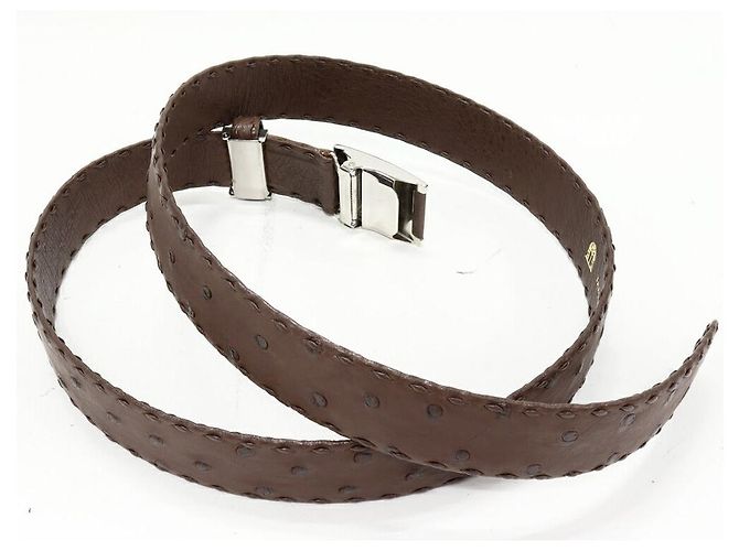 Autre Marque Cintura in struzzo Marrone Bronzo - vista 2
