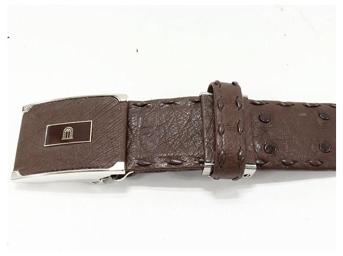 Autre Marque Cintura in struzzo Marrone Bronzo - vista 4