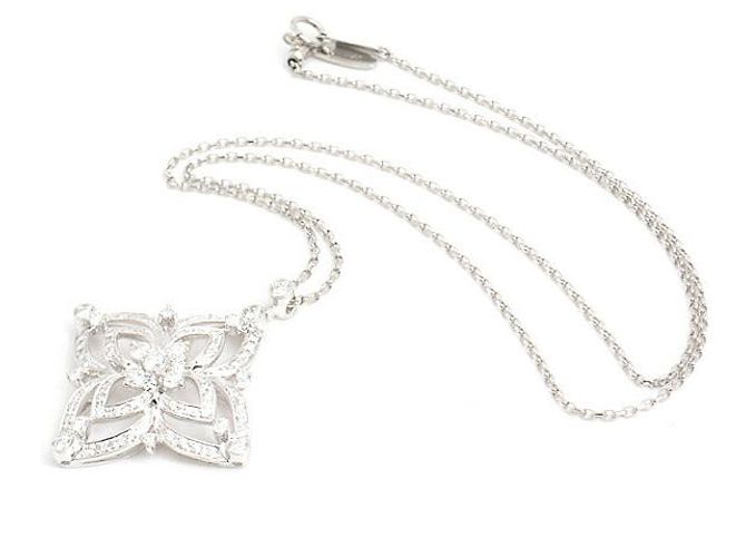 Autre Marque Collana in diamante Monnickendam Platinum Flower D1.43ct Argento - vista 2