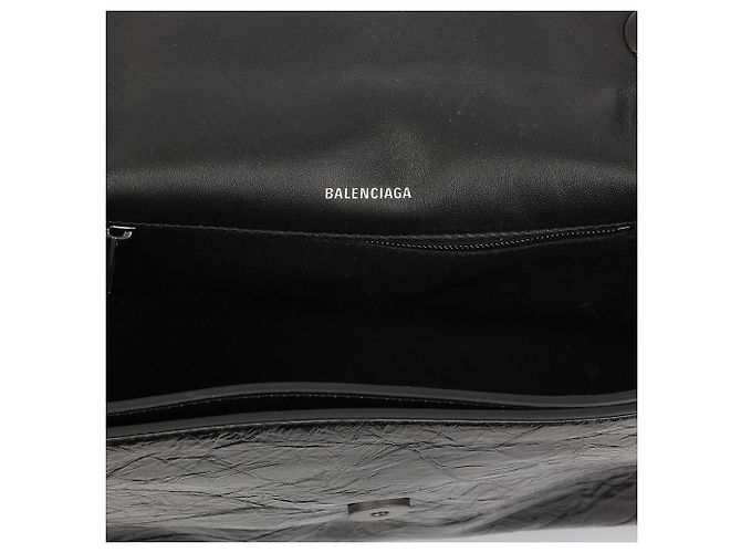 Borsa a spalla Balenciaga Crush media in pelle nera Nero - vista 3