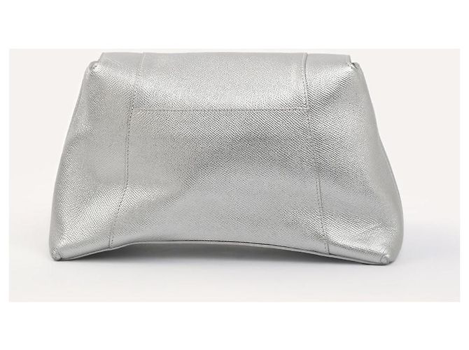 Borsa a spalla Balenciaga Downtown in pelle argento metallizzato - vista 2