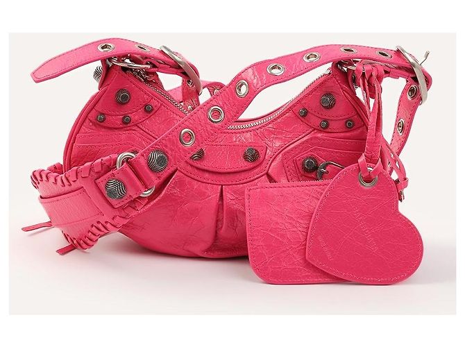 Balenciaga Le Cagole XS Borsa a Spalla Rosa in Pelle - vista 5