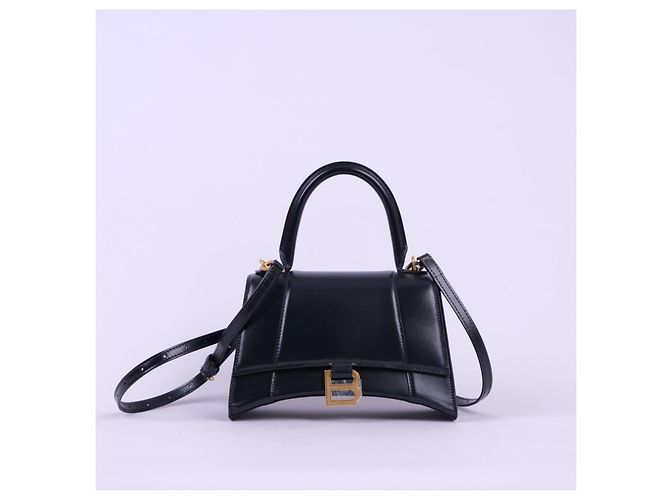 Borsa Balenciaga Hourglass in pelle nera Nero - vista 3