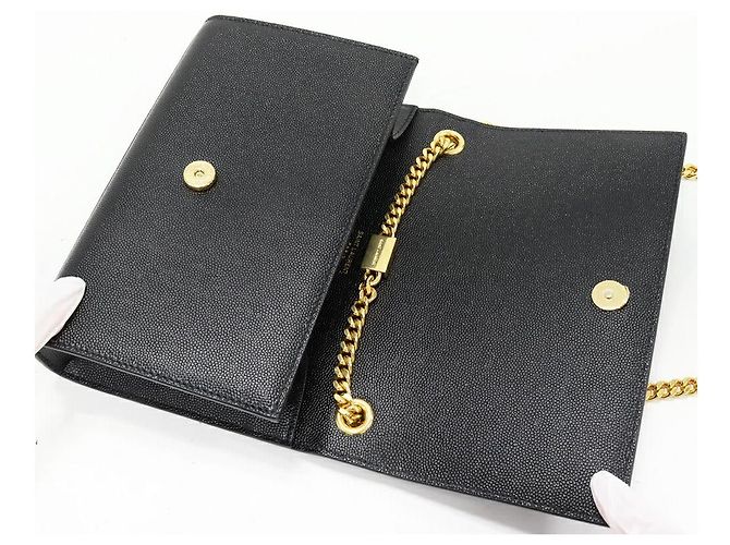 Yves Saint Laurent Borsa a Spalla 2 in 1 in Pelle di Vitello Grana Saint Laurent KATE Nero - vista 5