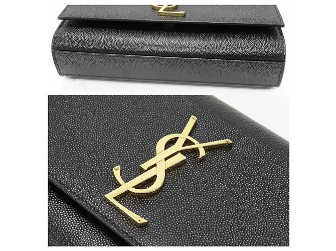 Yves Saint Laurent Borsa a Spalla 2 in 1 in Pelle di Vitello Grana Saint Laurent KATE Nero - vista 6