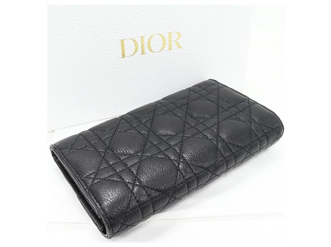 Dior Dior Caro Cartera Larga de Piel de Ternera Negro - vista 2