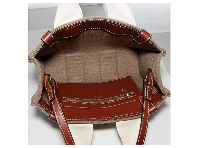 Chloé Borsa Woody Small 2way in feltro/pelle/nylon di Chloe Marrone Crudo - vista 4