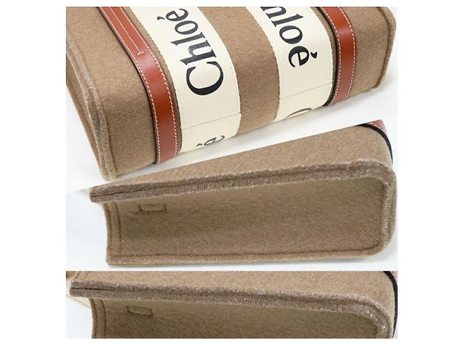 Chloé Borsa Woody Small 2way in feltro/pelle/nylon di Chloe Marrone Crudo - vista 6