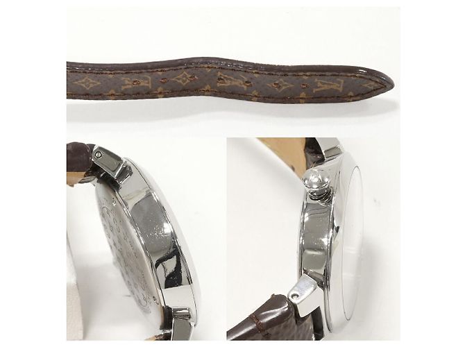 Louis Vuitton Tambour Slim Uhr aus Edelstahl Silber - Ansicht 5