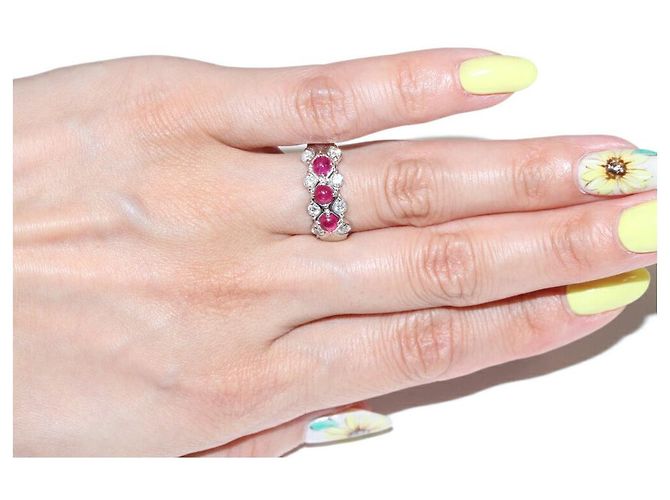 Autre Marque Anillo de Rubí y Diamante Pt900 Roja - vista 2