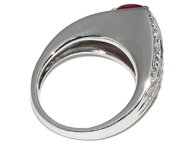 Autre Marque Pt900 Rubin-Diamant-Ring Rot - Ansicht 3