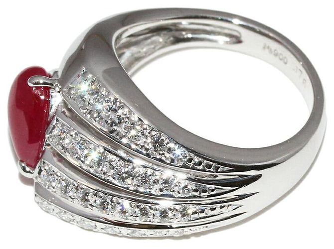 Autre Marque Pt900 Rubin-Diamant-Ring Rot - Ansicht 4