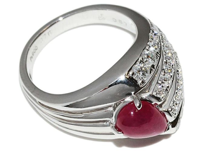 Autre Marque Pt900 Rubin-Diamant-Ring Rot - Ansicht 5