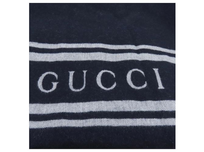 Stola in cashmere Gucci Marrone Blu navy - vista 3